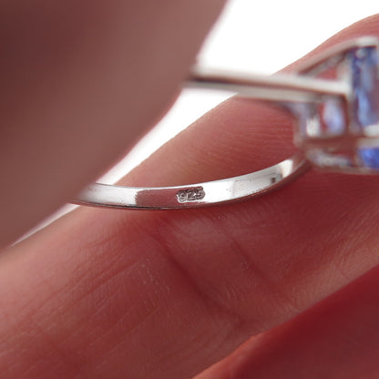 Chuck Clemency 925 Sterling Silver Real Oval-Cut Tanzanite Ring Size 8