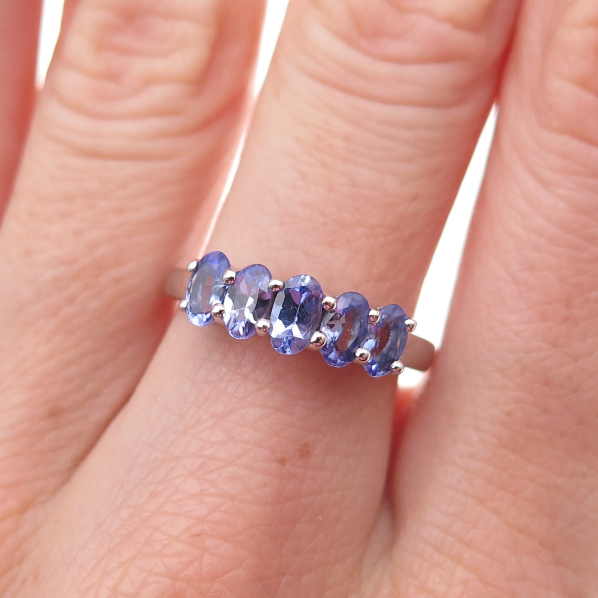 925 Sterling Silver Real Oval-Cut Tanzanite Ring Size 8