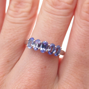 925 Sterling Silver Real Oval-Cut Tanzanite Ring Size 8