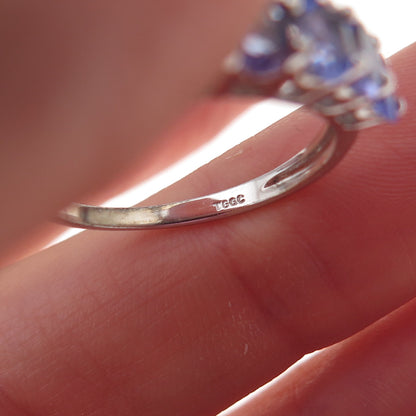 925 Sterling Silver Real Oval-Cut Tanzanite Ring Size 8