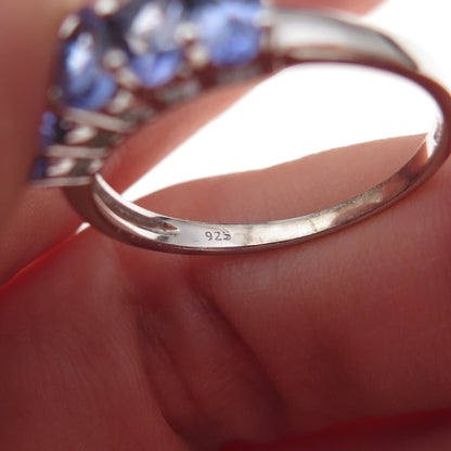 925 Sterling Silver Real Oval-Cut Tanzanite Ring Size 8