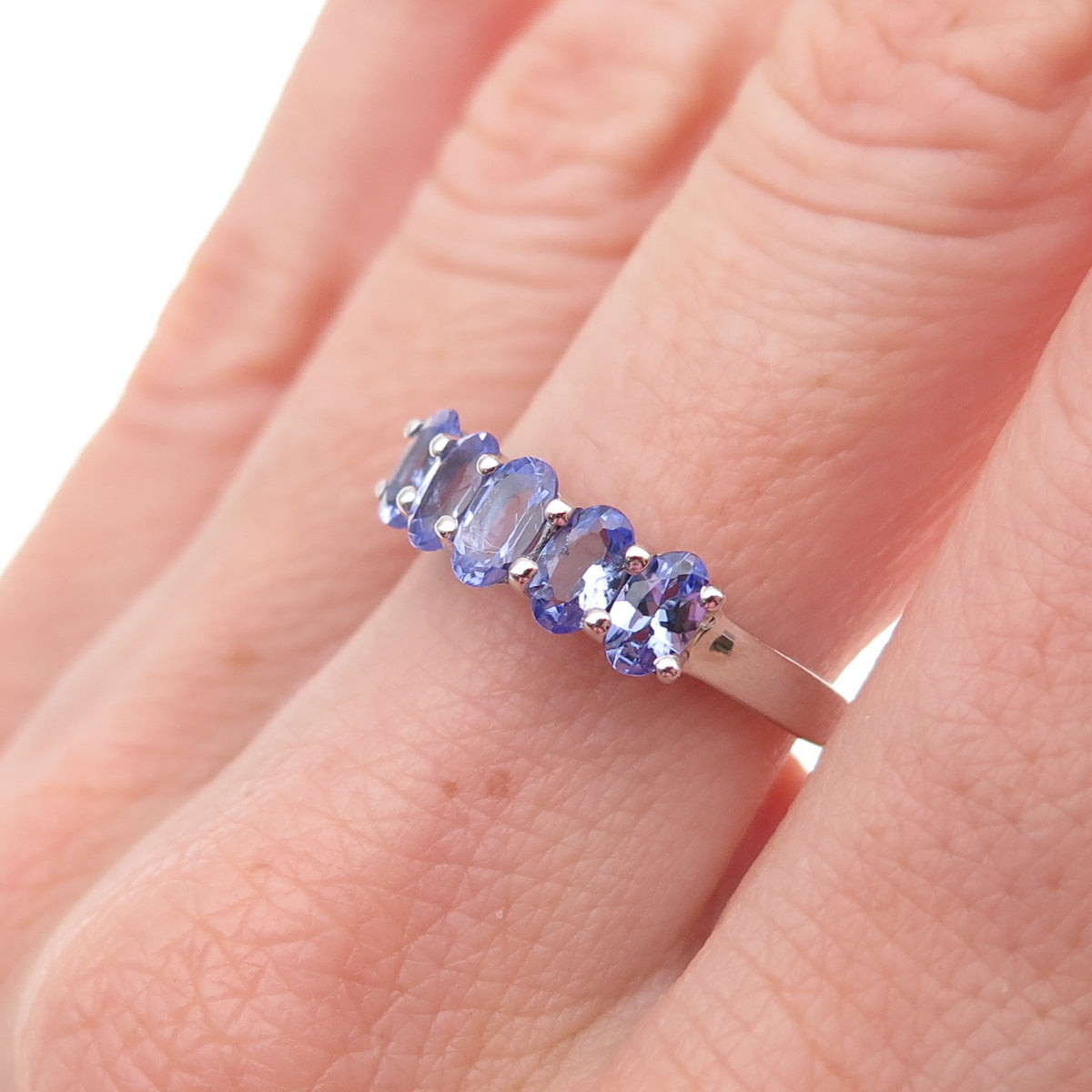 925 Sterling Silver Real Oval-Cut Tanzanite Ring Size 8
