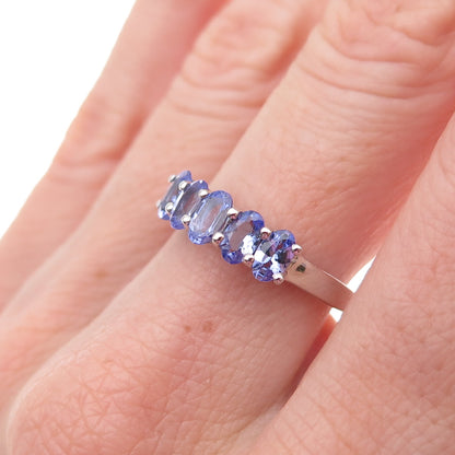 925 Sterling Silver Real Oval-Cut Tanzanite Ring Size 8