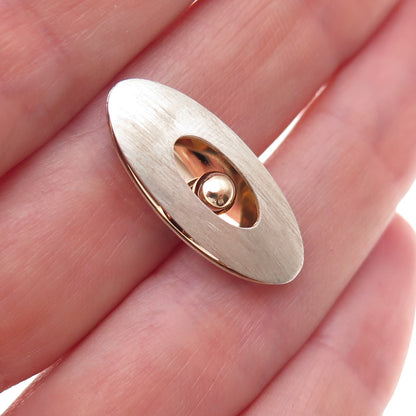 Ed Levin 925 Sterling Silver 14K Gold Vintage Modernist Slide Charm Pendant