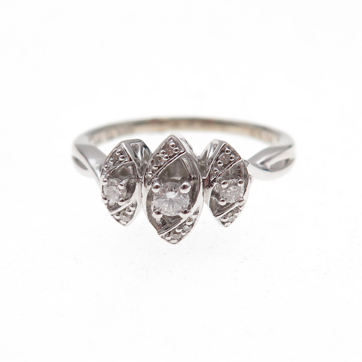 Sai 925 Sterling Silver Real Round-Cut 1/5 ct. tw. Diamond Ring Size 7