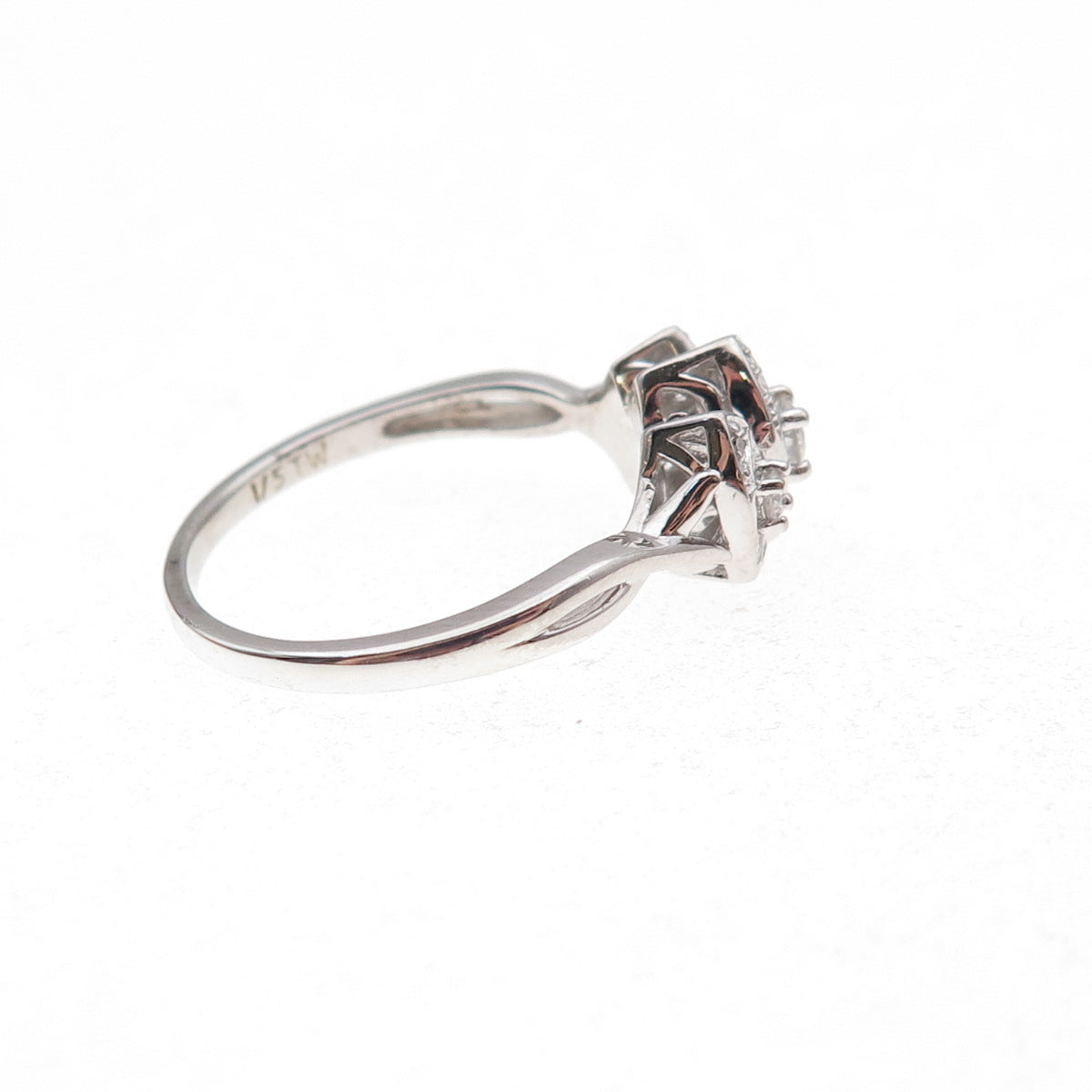 Sai 925 Sterling Silver Real Round-Cut 1/5 ct. tw. Diamond Ring Size 7
