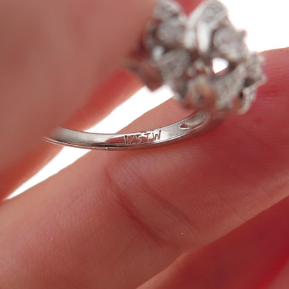 Sai 925 Sterling Silver Real Round-Cut 1/5 ct. tw. Diamond Ring Size 7