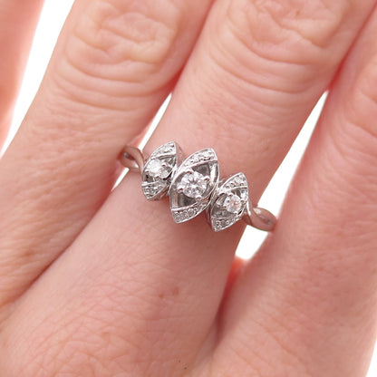 Sai 925 Sterling Silver Real Round-Cut 1/5 ct. tw. Diamond Ring Size 7
