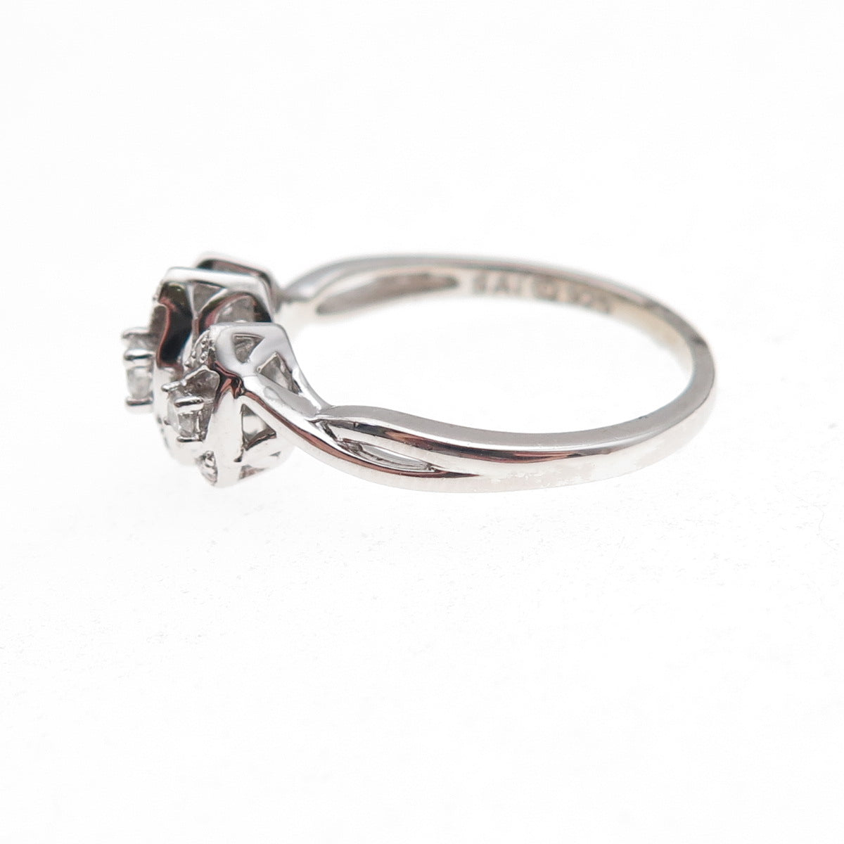 Sai 925 Sterling Silver Real Round-Cut 1/5 ct. tw. Diamond Ring Size 7