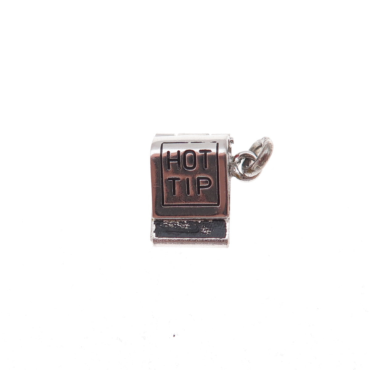 Wells 925 Sterling Antique Art Deco Enamel Hot Tip Matchbook Open Charm Pendant
