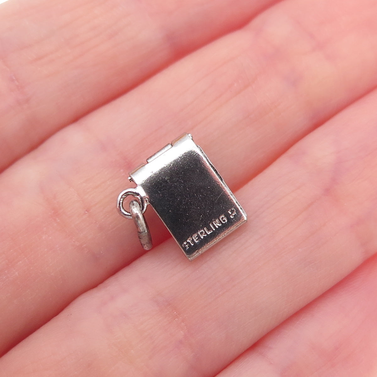 Wells 925 Sterling Antique Art Deco Enamel Hot Tip Matchbook Open Charm Pendant
