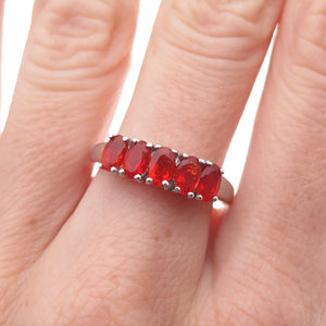 Chuck Clemency 925 Sterling Silver Real Oval-Cut Fire Opal Ring Size 7.75