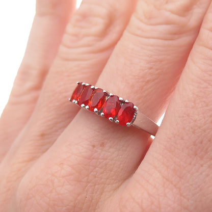 Chuck Clemency 925 Sterling Silver Real Oval-Cut Fire Opal Ring Size 7.75