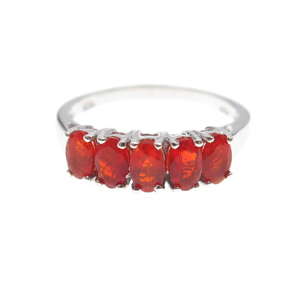 Chuck Clemency 925 Sterling Silver Real Oval-Cut Fire Opal Ring Size 7.75