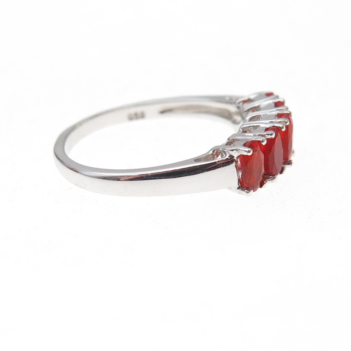 Chuck Clemency 925 Sterling Silver Real Oval-Cut Fire Opal Ring Size 7.75