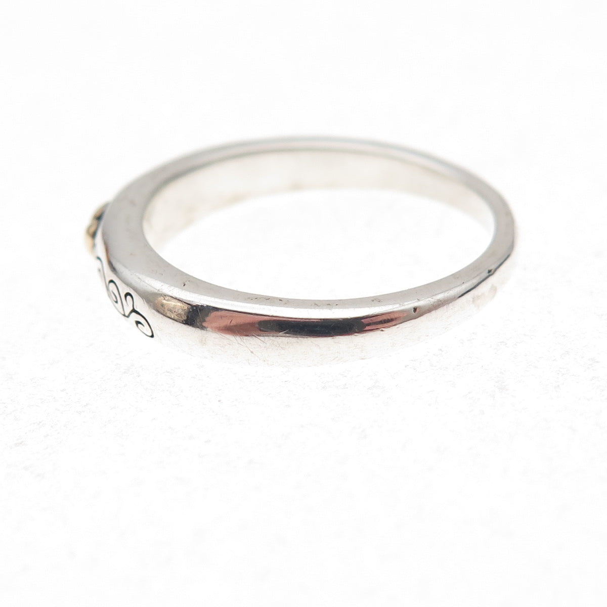 925 Sterling Silver 14K Gold Vintage Cross Heart Band Ring Size 6.25