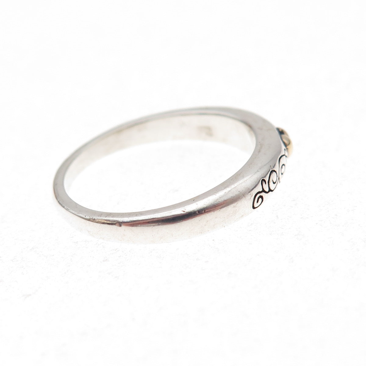 925 Sterling Silver 14K Gold Vintage Cross Heart Band Ring Size 6.25