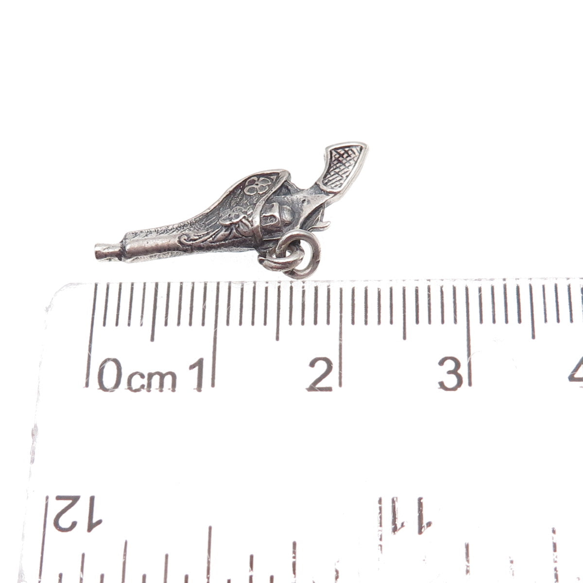 925 Sterling Silver Antique Art Deco Holstered Revolver Pistol Gun Charm Pendant