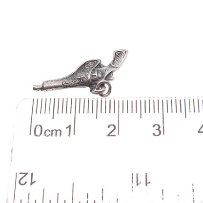 925 Sterling Silver Antique Art Deco Holstered Revolver Pistol Gun Charm Pendant