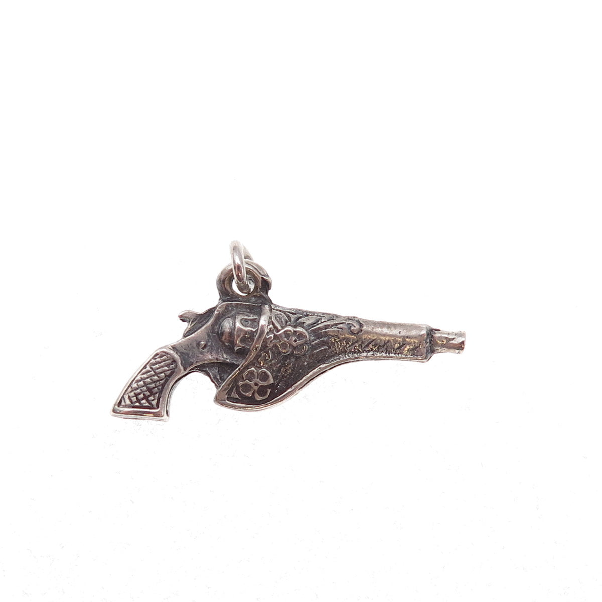 925 Sterling Silver Antique Art Deco Holstered Revolver Pistol Gun Charm Pendant