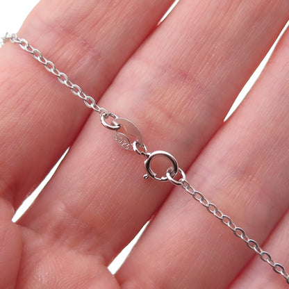 925 Sterling Silver Mexico Real MOP & White Topaz Floral Chain Necklace 18"
