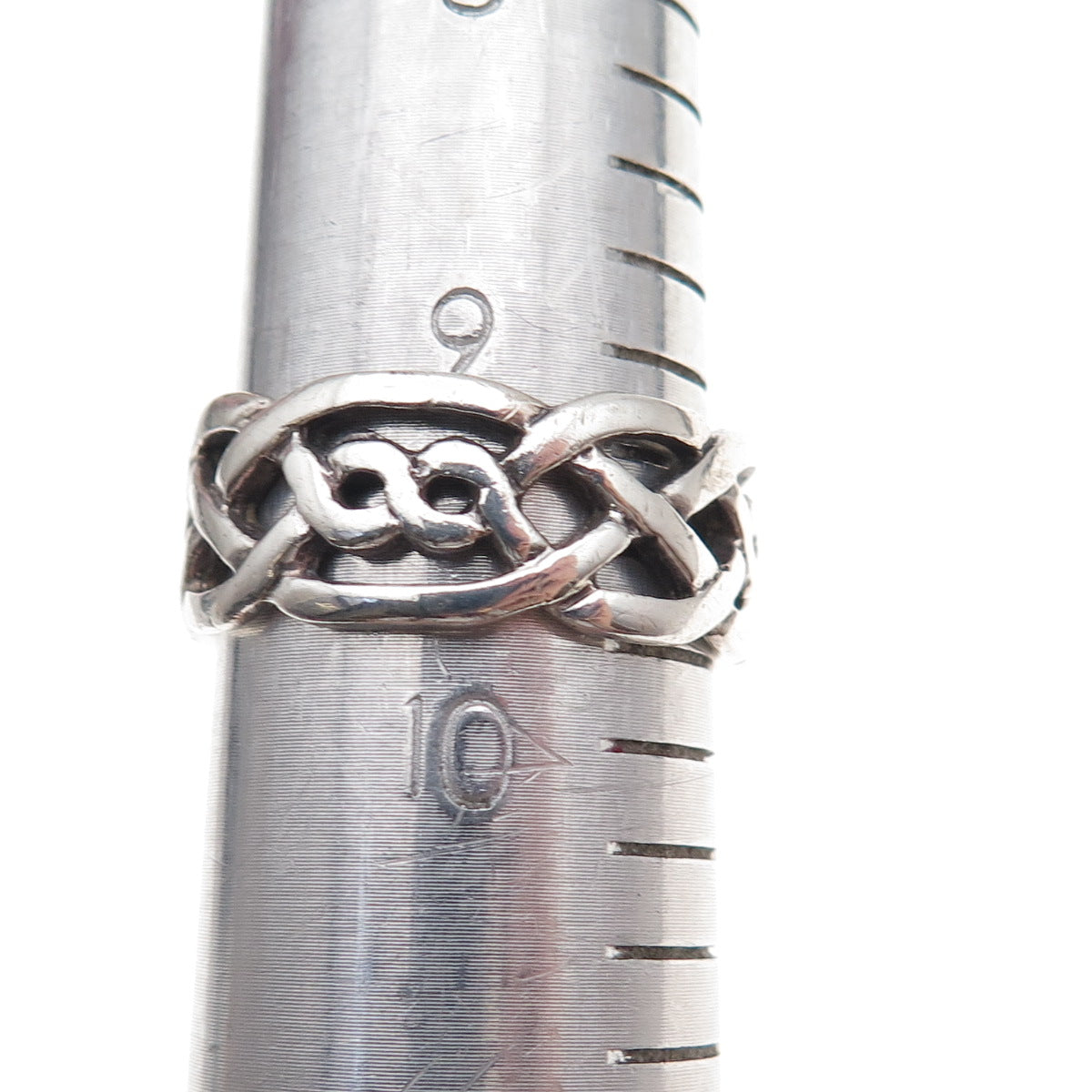 925 Sterling Silver Vintage Celtic Knot Oxidized Band Ring Size 9.75