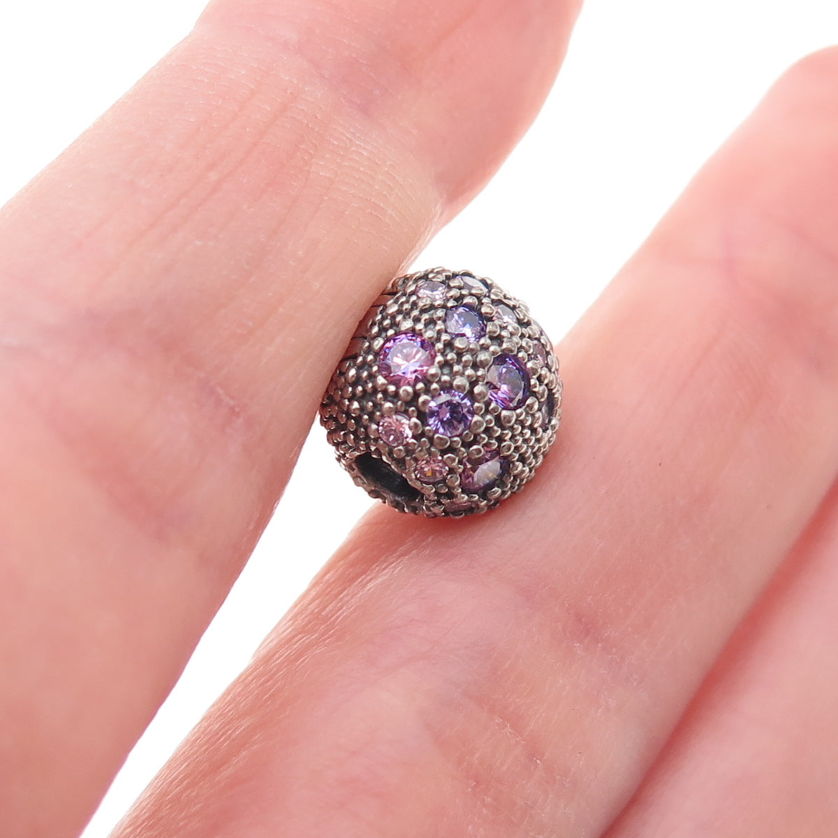 Pandora 925 Sterling Silver C Z Fancy Purple Cosmic Stars Clip Charm