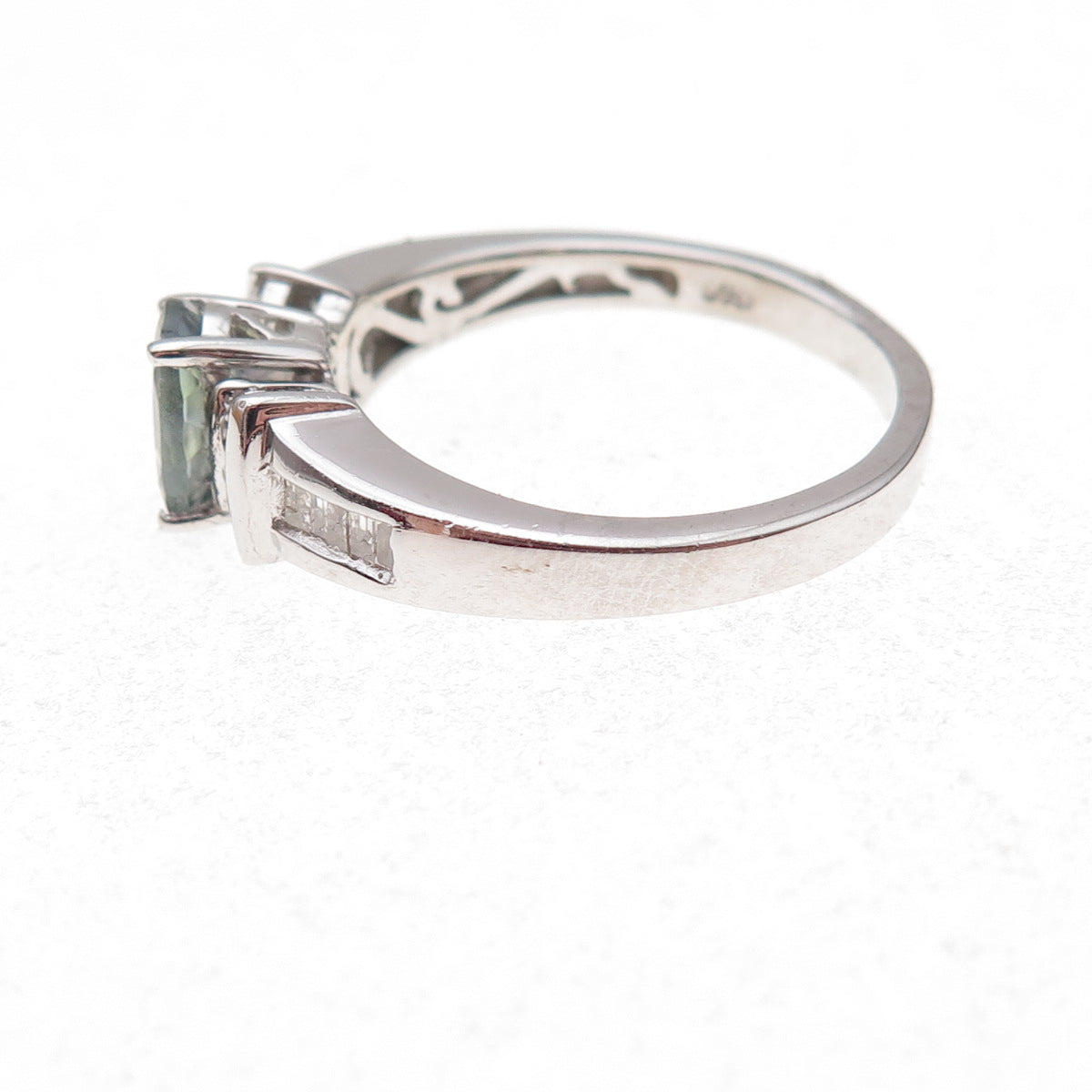 Chuck Clemency 925 Sterling Silver Real Diamond & Iolite Ring Size 8.25