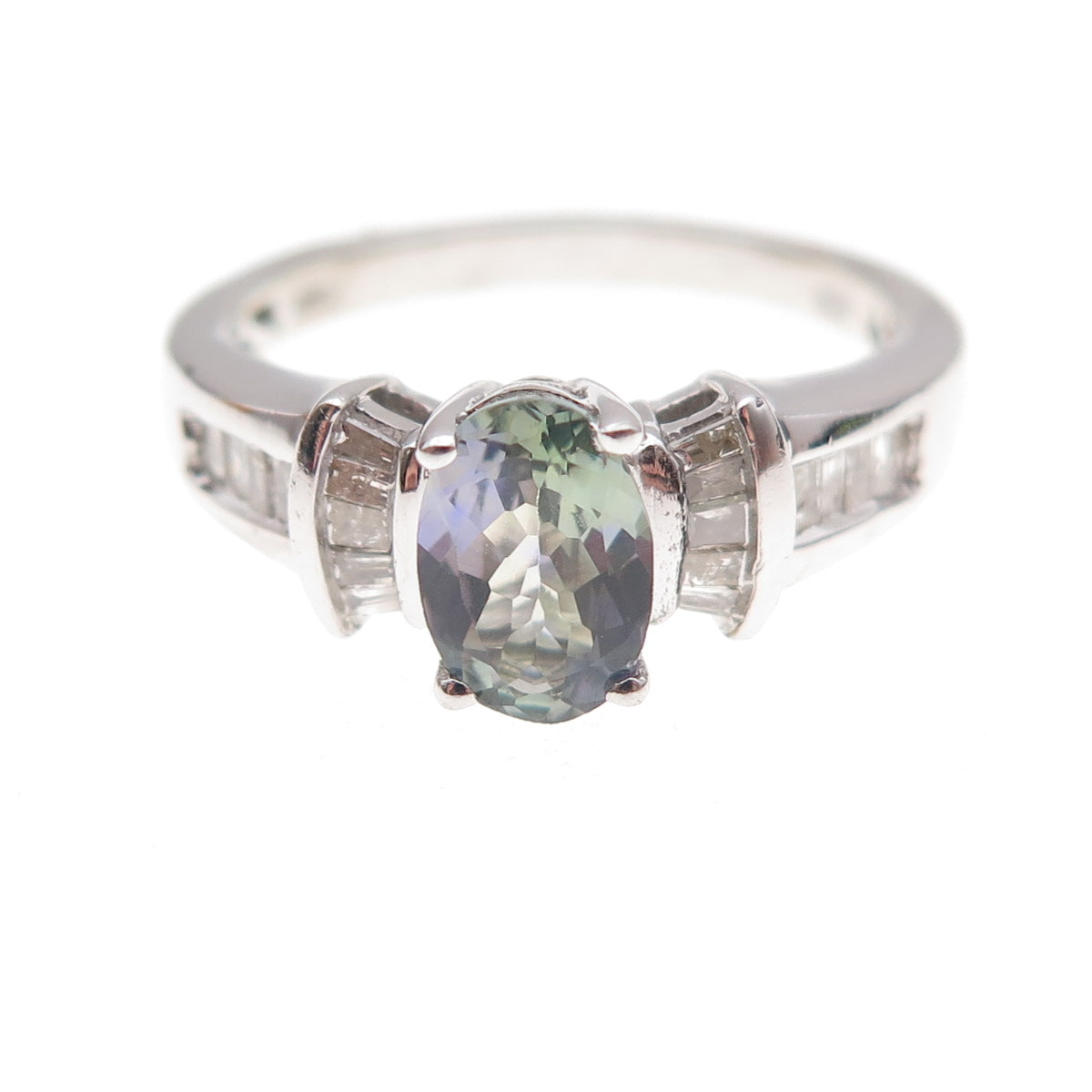 Chuck Clemency 925 Sterling Silver Real Diamond & Iolite Ring Size 8.25