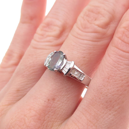 Chuck Clemency 925 Sterling Silver Real Diamond & Iolite Ring Size 8.25