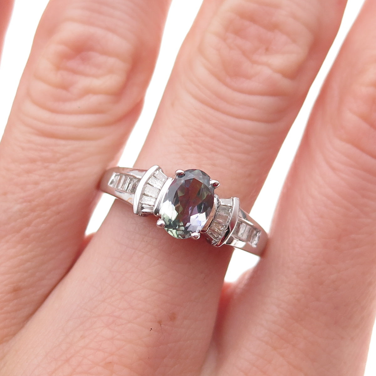 Chuck Clemency 925 Sterling Silver Real Diamond & Iolite Ring Size 8.25