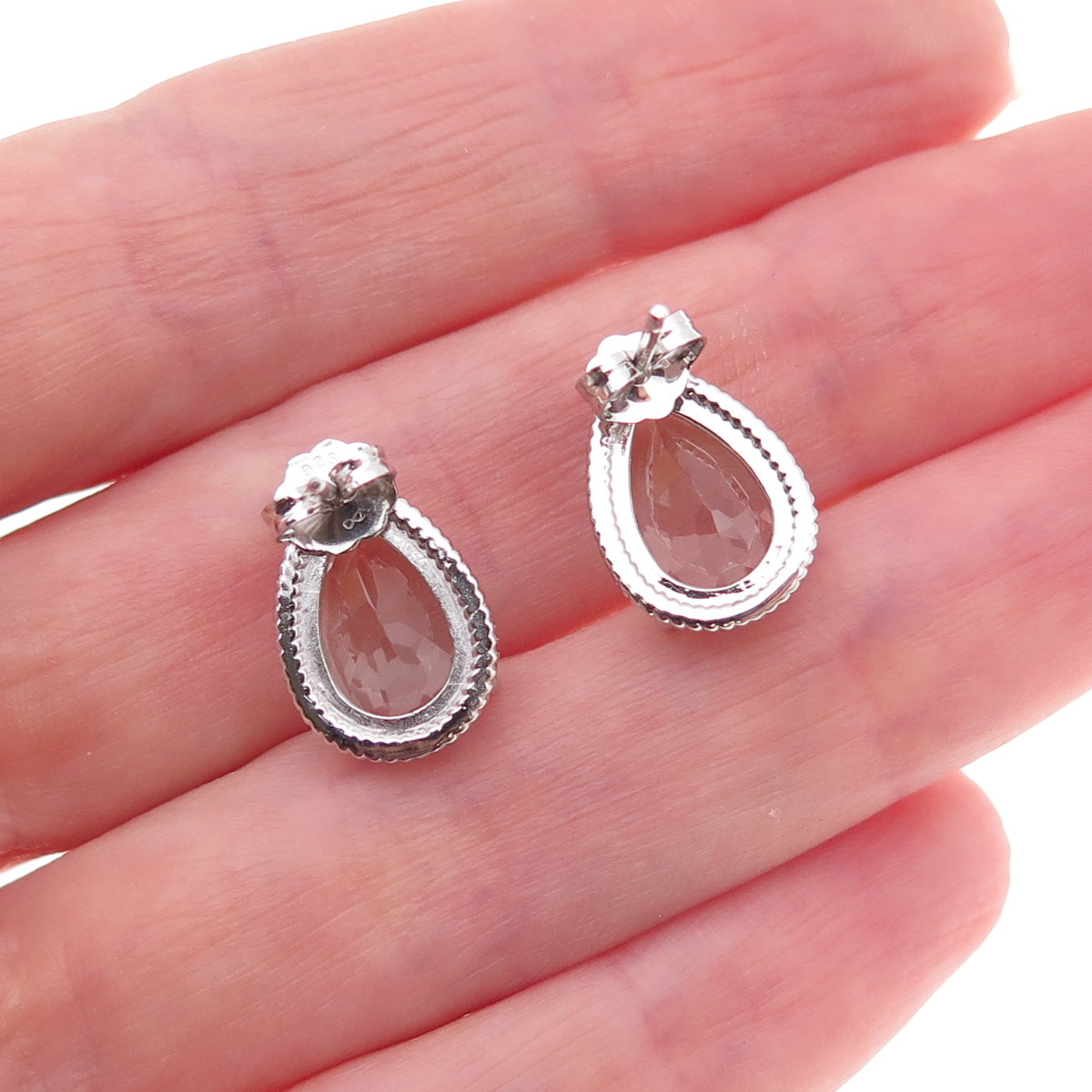 Atelier 925 Sterling Silver Real Pear-Cut Green Amethyst Earrings