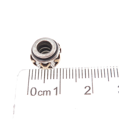 Pandora 925 Sterling Silver & Gold Cross Stitch Slide Bead Charm