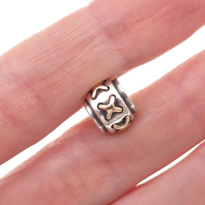 Pandora 925 Sterling Silver & Gold Cross Stitch Slide Bead Charm