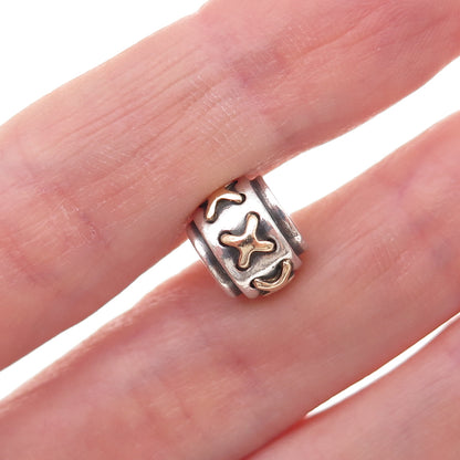 Pandora 925 Sterling Silver & Gold Cross Stitch Slide Bead Charm
