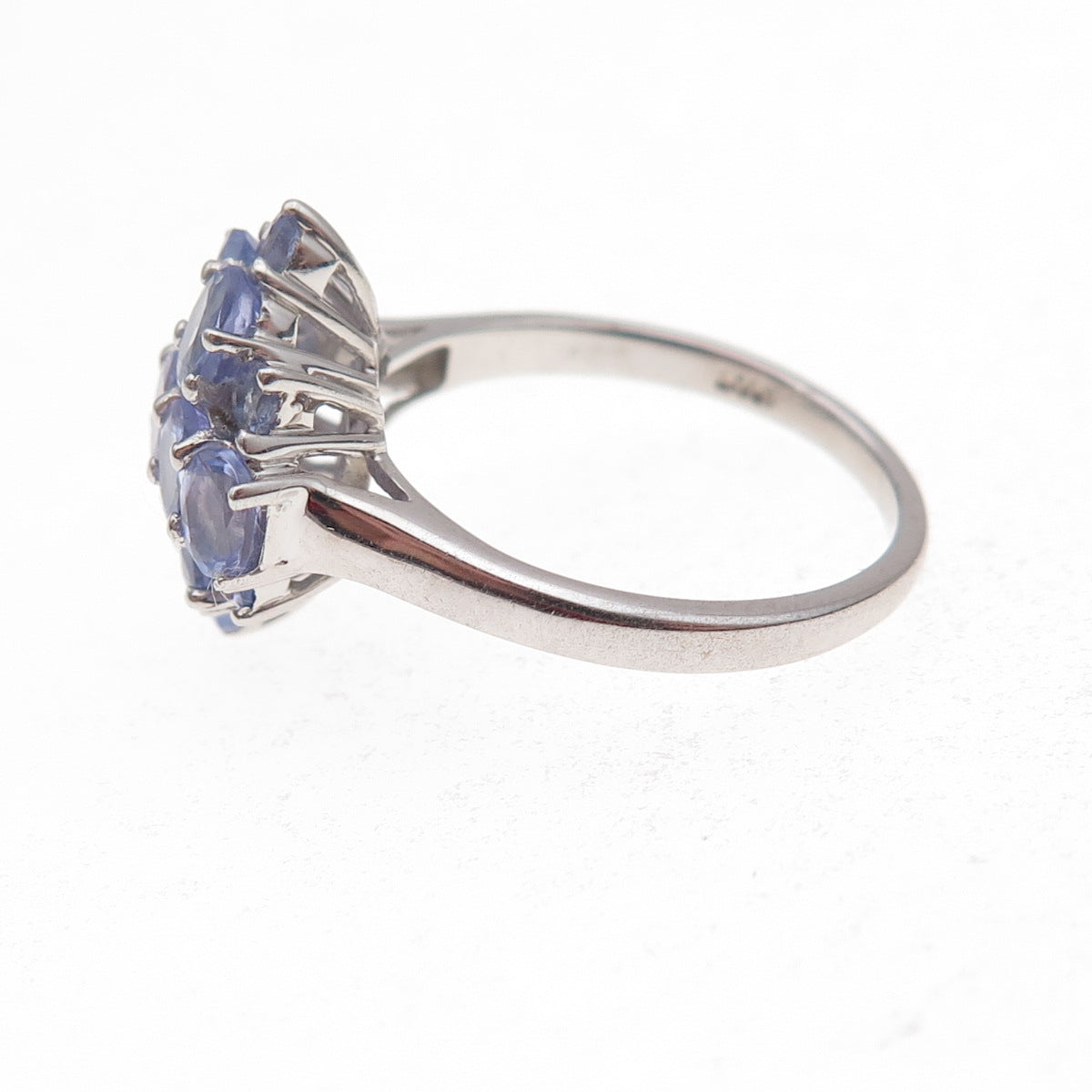 Chuck Clemency 925 Sterling Silver Real Tanzanite Cluster Ring Size 8.25