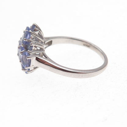 Chuck Clemency 925 Sterling Silver Real Tanzanite Cluster Ring Size 8.25