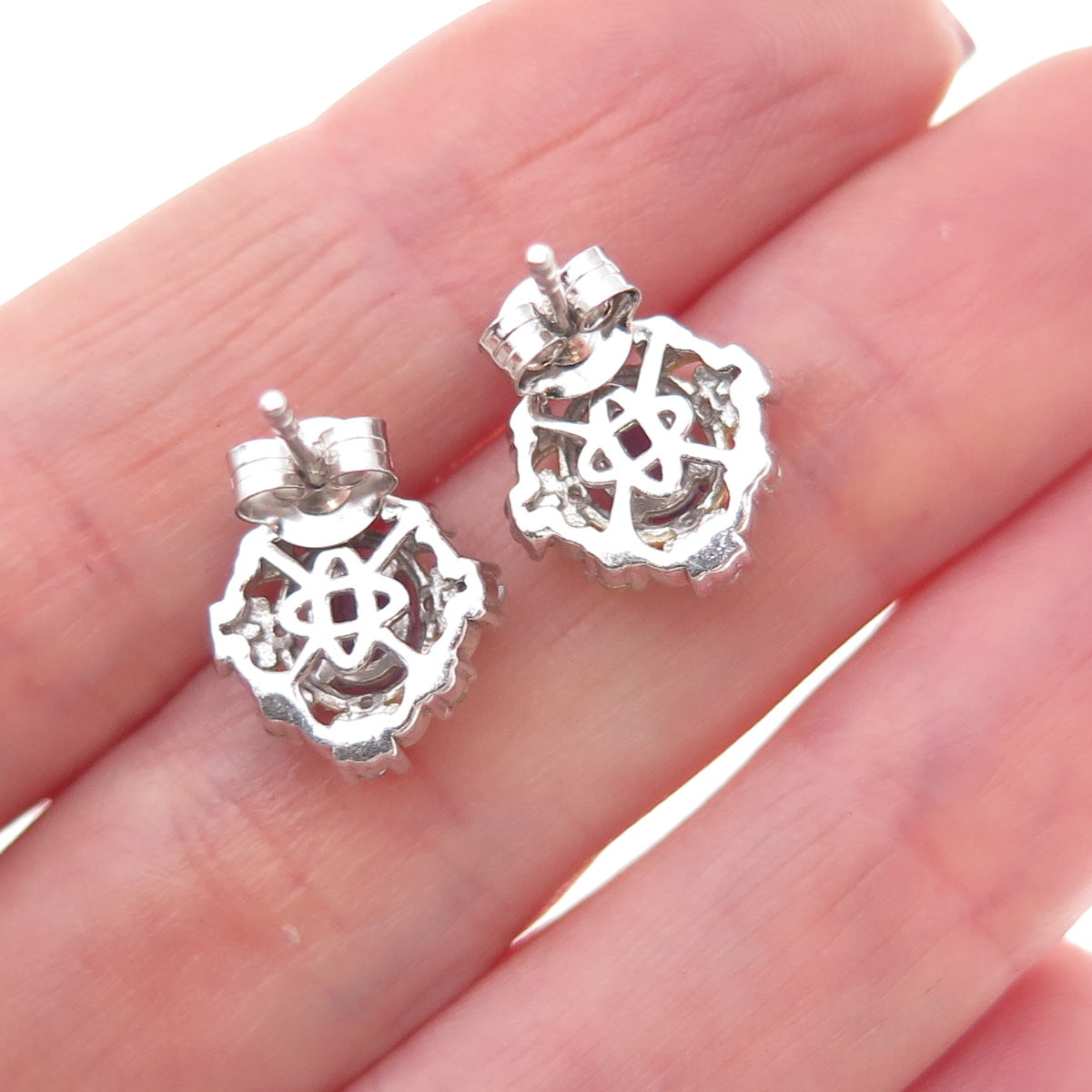 Chuck Clemency 925 Sterling Silver 2-Tone Real Tanzanite & White Topaz Earrings