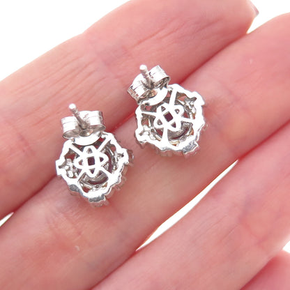 Chuck Clemency 925 Sterling Silver 2-Tone Real Tanzanite & White Topaz Earrings