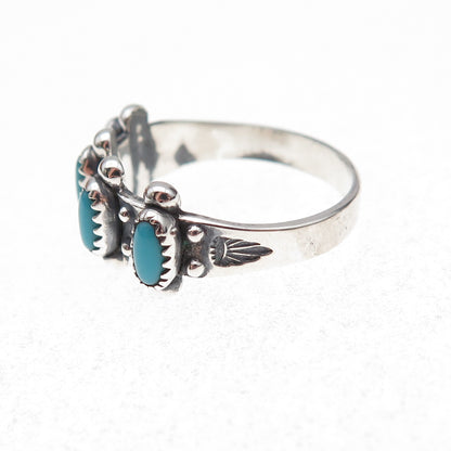 Old Pawn 925 Sterling Silver Vintage Southwestern Turquoise Tribal Ring Size 8