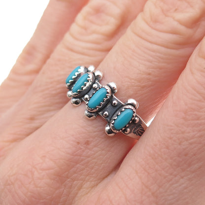 Old Pawn 925 Sterling Silver Vintage Southwestern Turquoise Tribal Ring Size 8