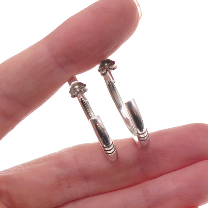 925 Sterling Silver Vintage Oxidized Tube Hoop Earrings
