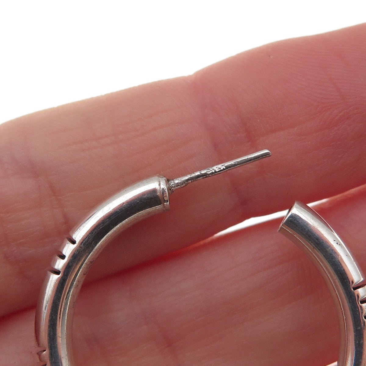 925 Sterling Silver Vintage Oxidized Tube Hoop Earrings