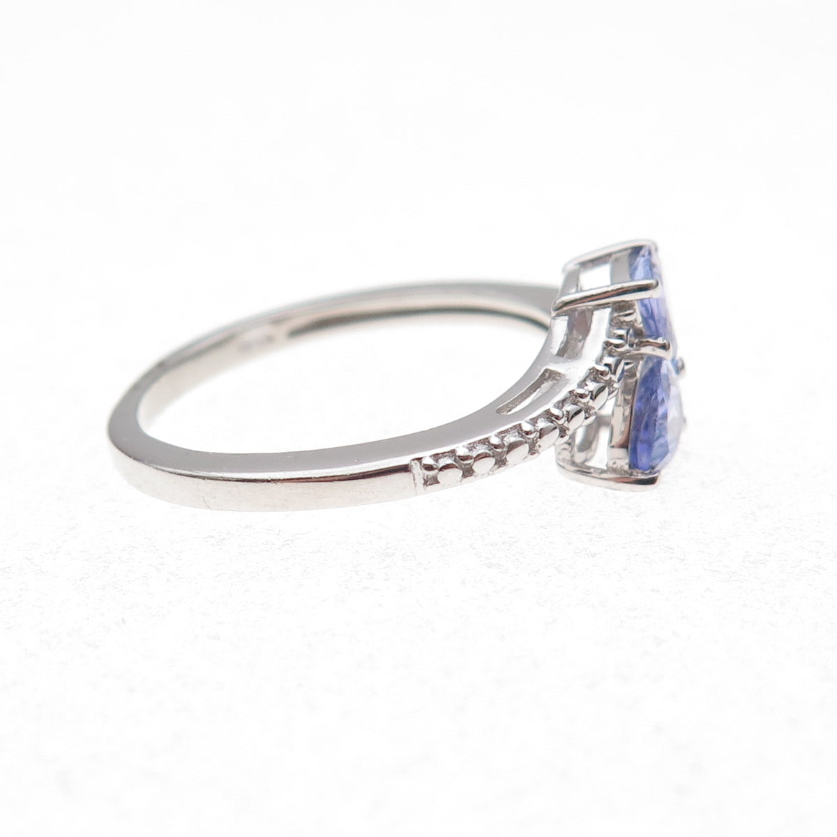 Chuck Clemency 925 Sterling Silver Real Tanzanite Bypass Ring Size 8