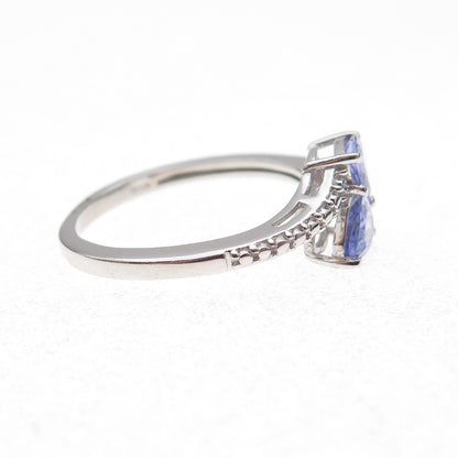 Chuck Clemency 925 Sterling Silver Real Tanzanite Bypass Ring Size 8