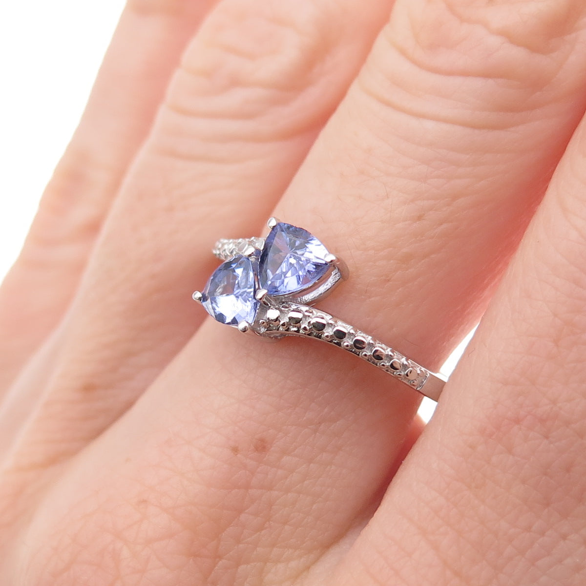 Chuck Clemency 925 Sterling Silver Real Tanzanite Bypass Ring Size 8