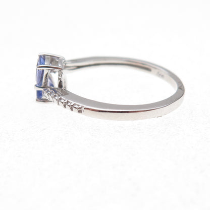 Chuck Clemency 925 Sterling Silver Real Tanzanite Bypass Ring Size 8