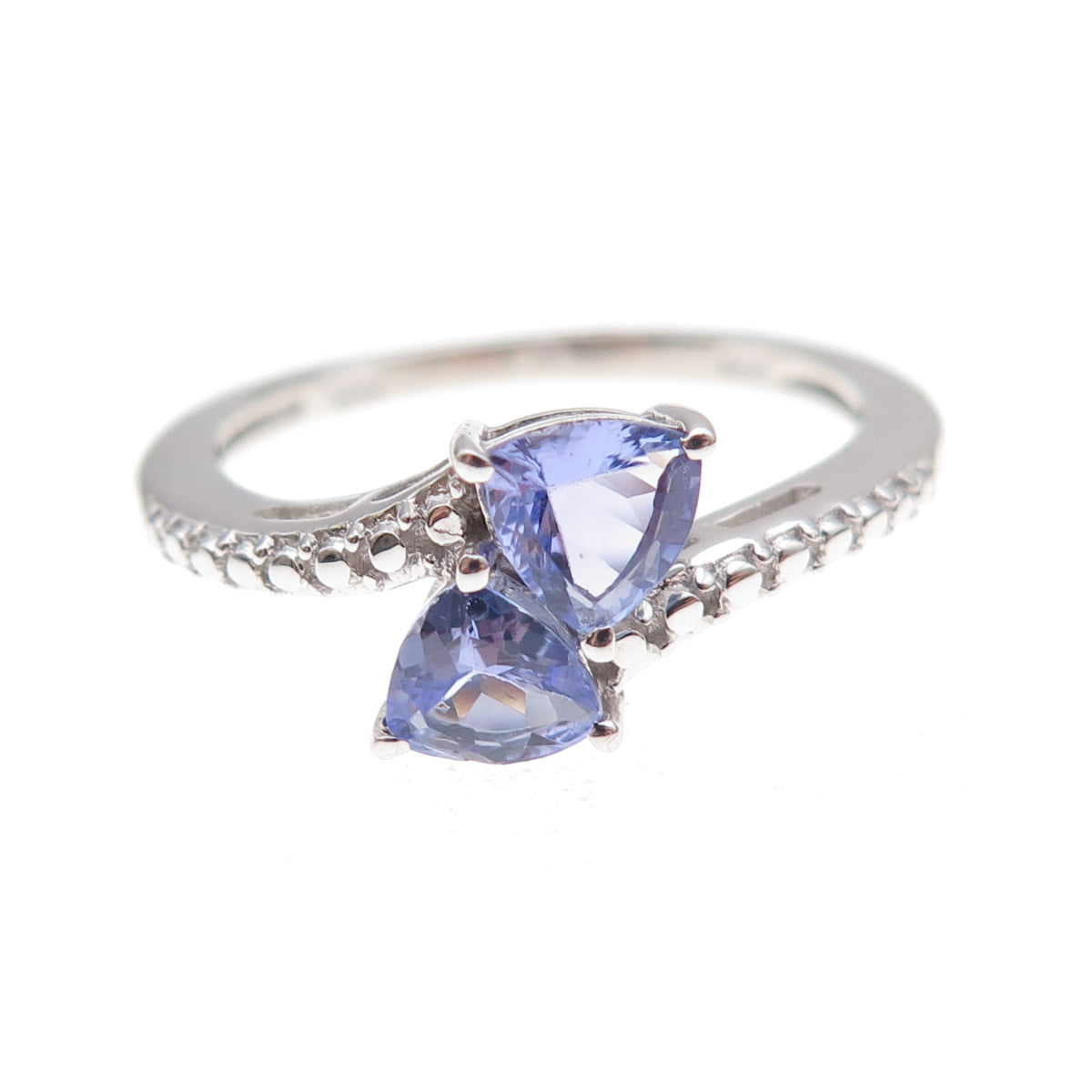 Chuck Clemency 925 Sterling Silver Real Tanzanite Bypass Ring Size 8