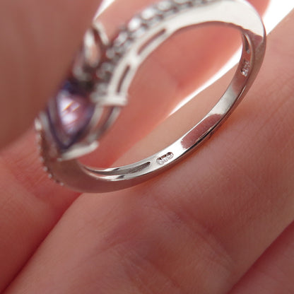 Chuck Clemency 925 Sterling Silver Real Tanzanite Bypass Ring Size 8