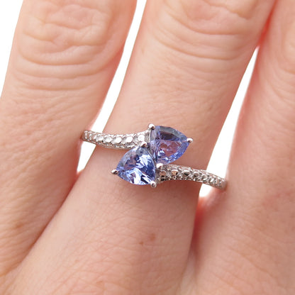 Chuck Clemency 925 Sterling Silver Real Tanzanite Bypass Ring Size 8